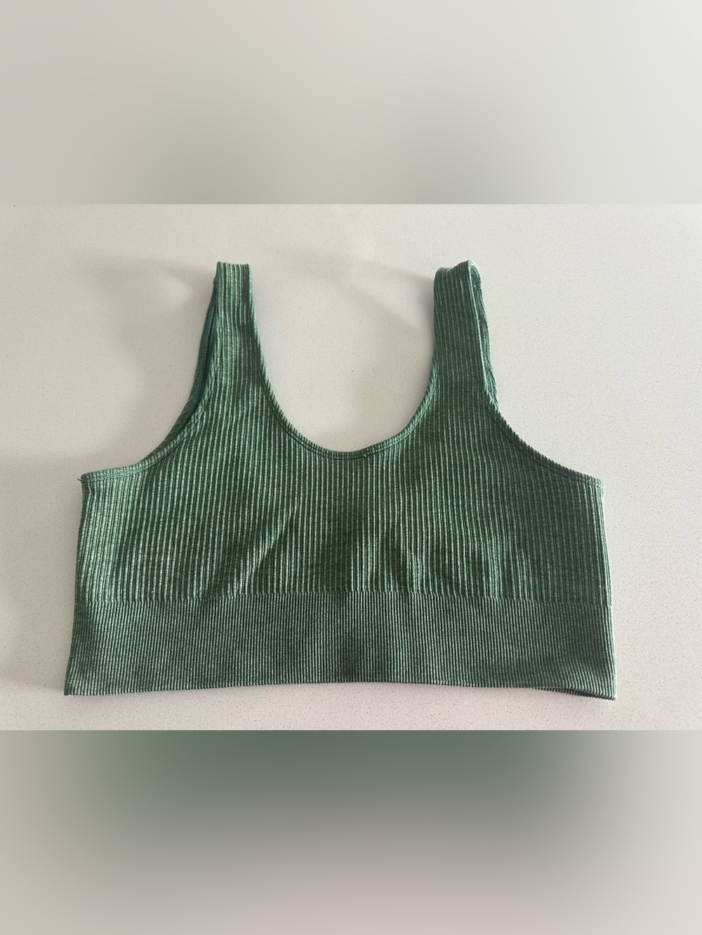 Balance Athletica/Vitality Green Ribbed Scoop Neck Sports Bra